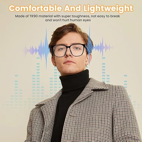 Miniatura 5 de Lentes inteligentes anti luz azul para mujeres y hombres, lentes Bluetooth con micrófono integrado, auriculares de oído abierto, altavoz, sonido