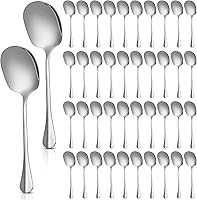 ShungLan 42 Pack Large 8 Inch Stainless Steel Serving Spoons Bulk for Buffet Catering Salads Pasta Soup Dishwasher Safe Polished