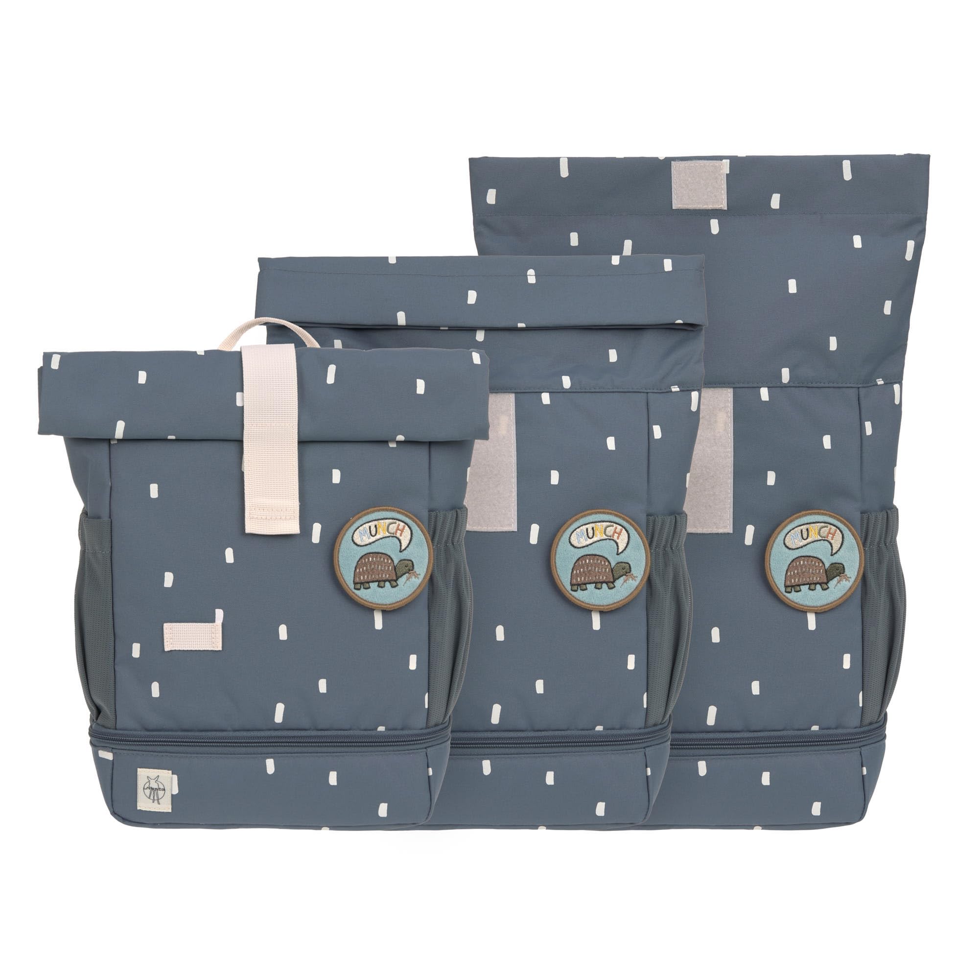 Lässig Sac à dos pour l'école maternelle Sac à dos Rolltop avec sangle de poitrine hydrofuge, 11 litres/Mini Rolltop Backpack Happy Prints bleu foncé