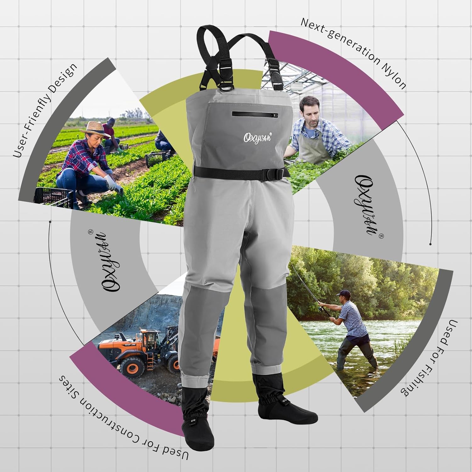 OXYVAN Waders Breathable Waterproof Stocking Foot Chest Waders for Men and Women