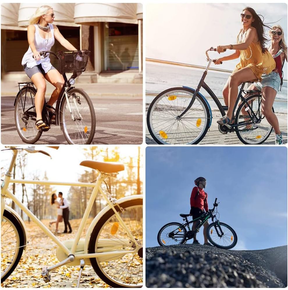 Réflecteur Vélo 4 Pièces Catadioptre Velo, Réflecteurs De Rayons Pour Vélo, Catadioptre Roue Velo, Accessoires De Vélo Pour Roues De Vélo, Idéal Pour La Sécurité De Conduite Nocturne (Blanc, Orange