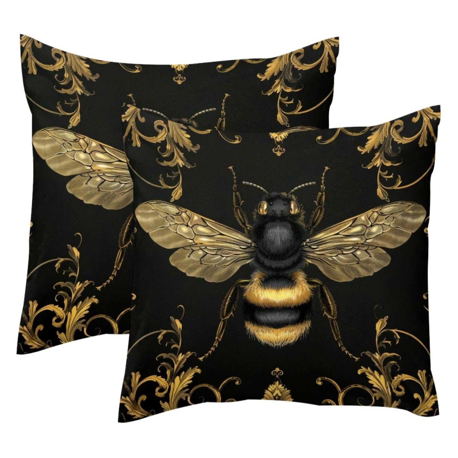 Housse de coussin en velours 50x50 cm lot de 2 avec motif ethnique doré pour salon