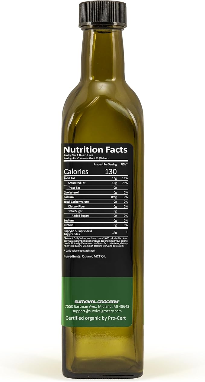 Survival Grocery Organic MCT Oil - 33.8 fl oz Pack de 2 Botellas miniatura 2
