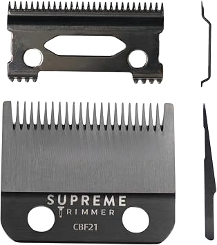 Supreme Trimmer DLC Coated Steel Replacement Blade CBF21 | Fade Blade for Darkstar72 & Most Hair Clippers | Black