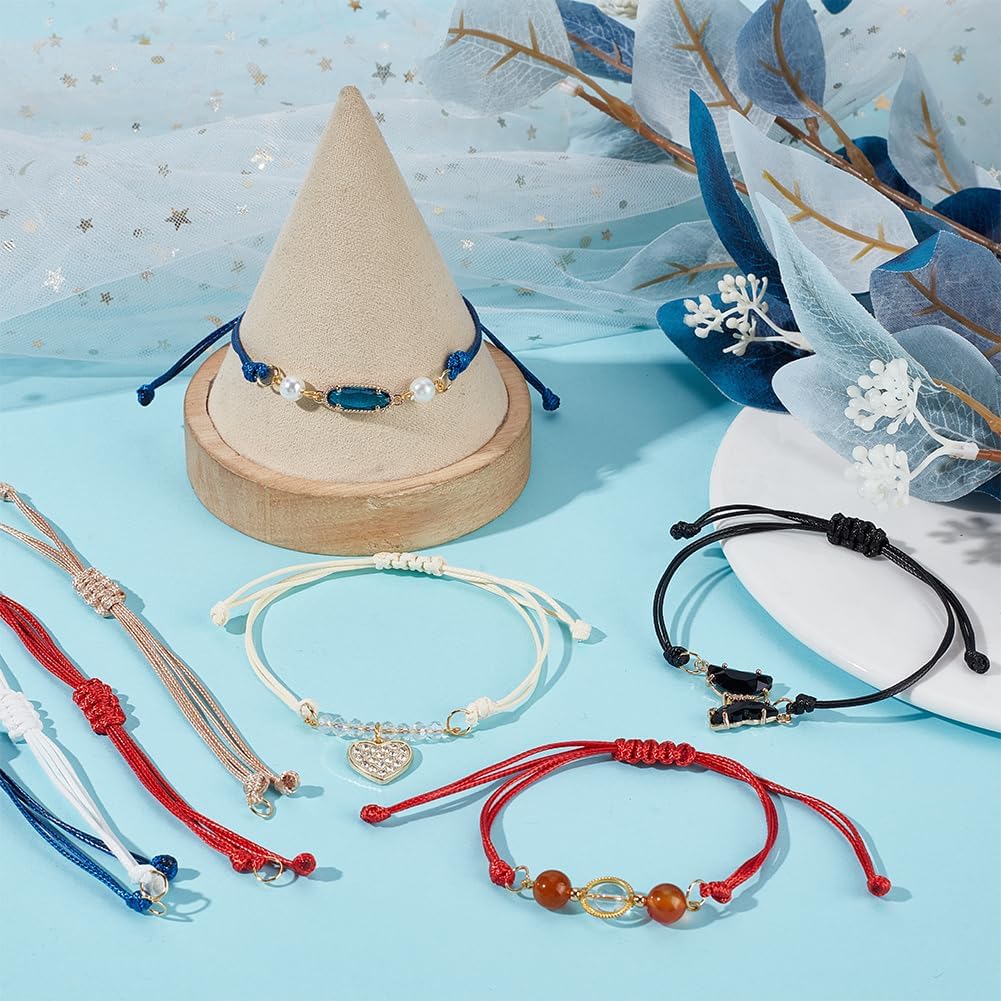 DELORIGIN 50pcs 10Colors DIY Bracelet Half-Finished Jewelry Making Cord Waxed Bracelets Beaded Adjustable Rope Thread with Steel Jump Rings for Jewelry Making Friendship Bracelet - Image 4