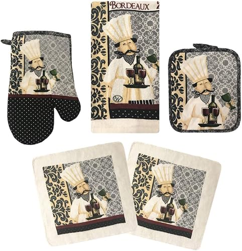 Miniatura 9 de Manoplas de horno y soportes para ollas, juegos de toallas de cocina y paños de cocina, guantes de horno, paños de cocina, juego de paños de cocina