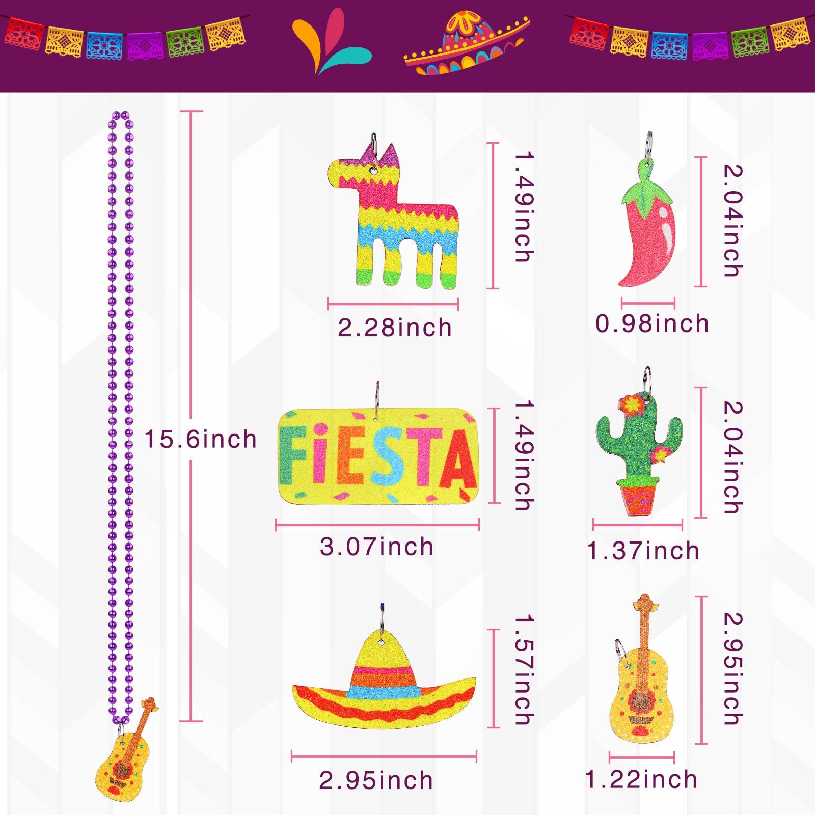 JoyGala 12PCS Cinco de Mayo Beaded Necklaces – Festive Party Favors, Mexican Theme Decor, Luau & Carnival Accessories