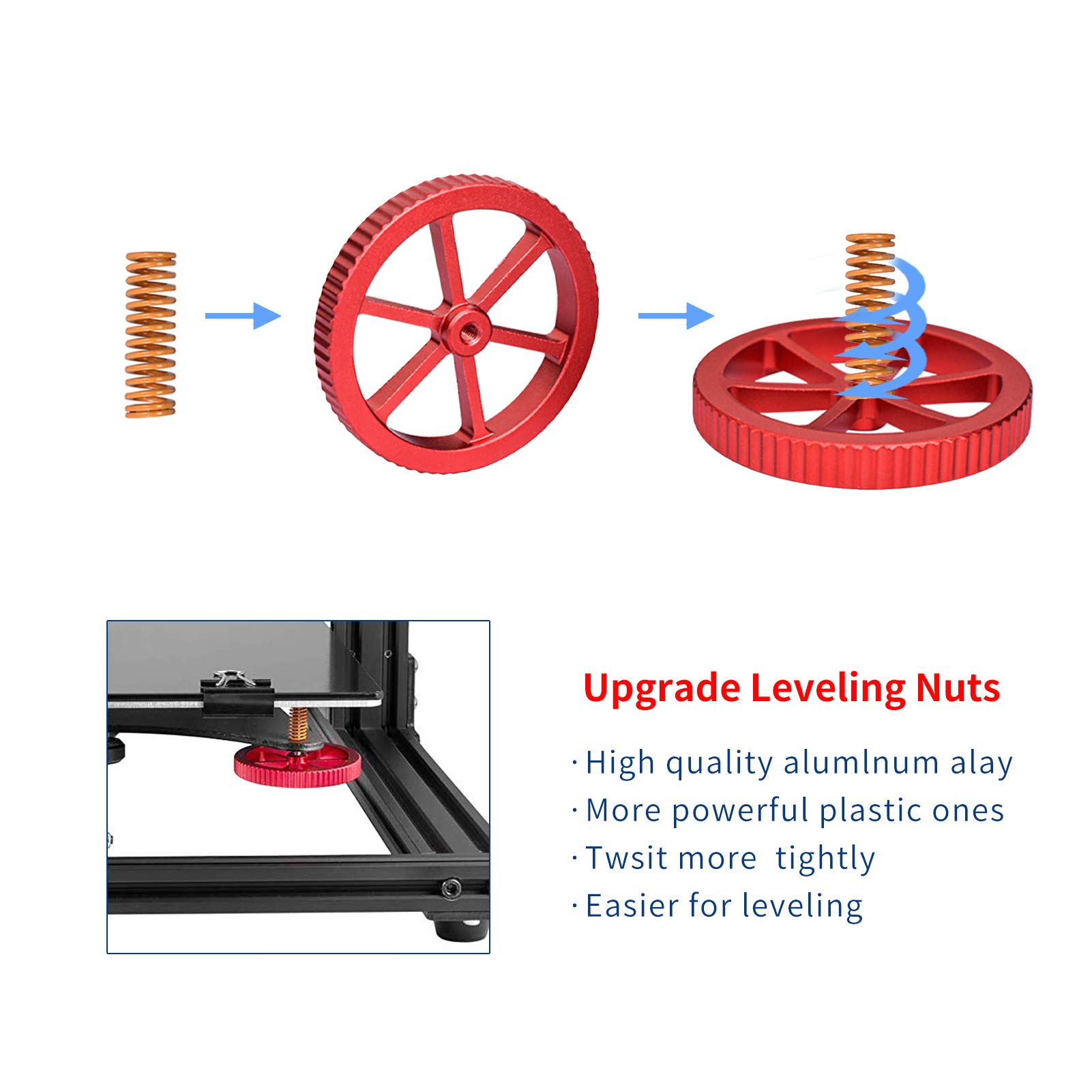 CREALITY OFFICIAL LOT De 4 écrous De Nivellement Manuels En Aluminium Et 4 Resso EUR 21,49 - FR