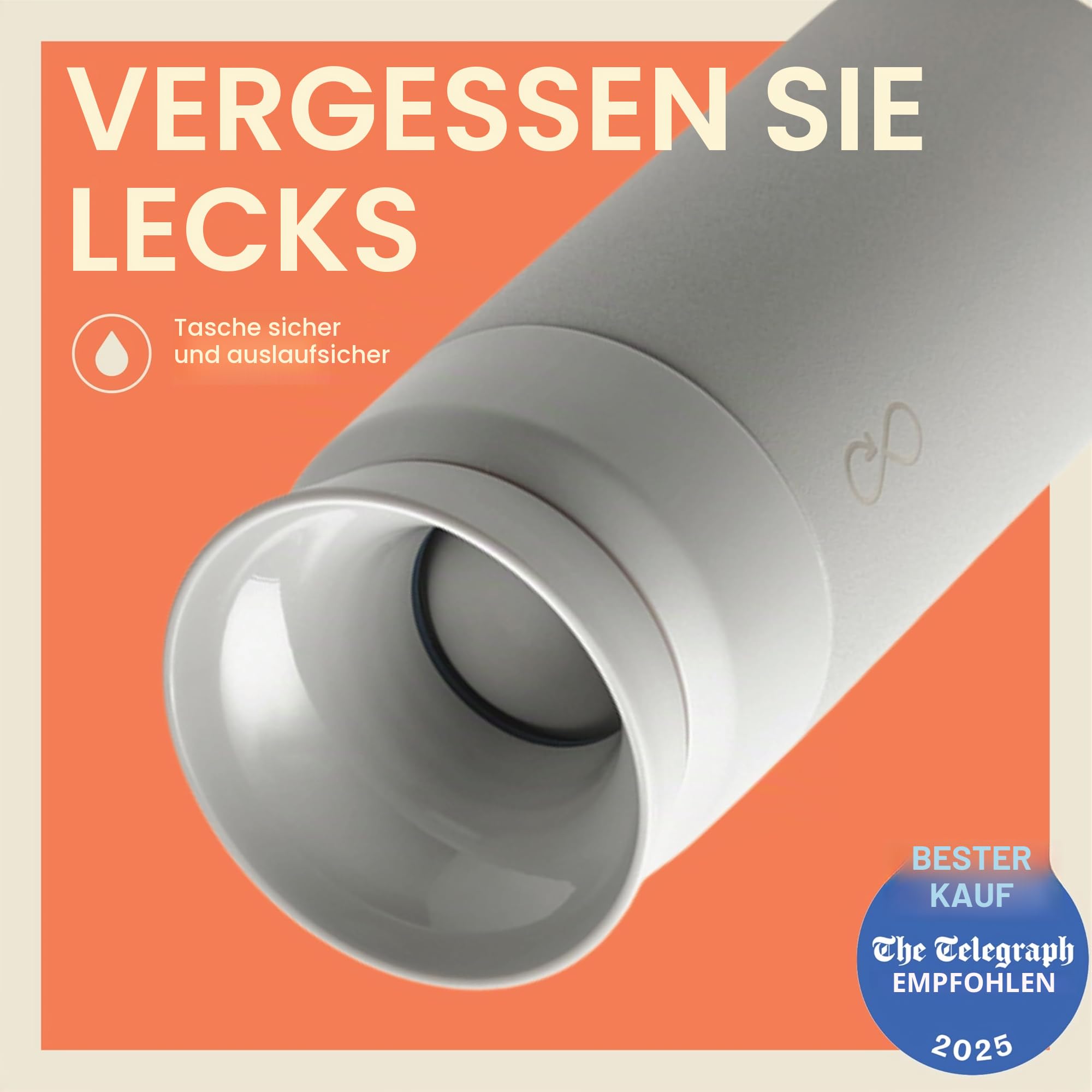 Ocean Bottle Brühflasche aus recyceltem Edelstahl, umweltfreundlich und wiederverwendbar, Steingrau, 350 ml