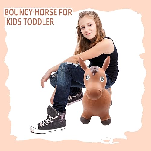 Miniatura 6 de Paquete de 3 juguetes inflables de caballos saltadores para niños en interiores y exteriores, 3 estilos