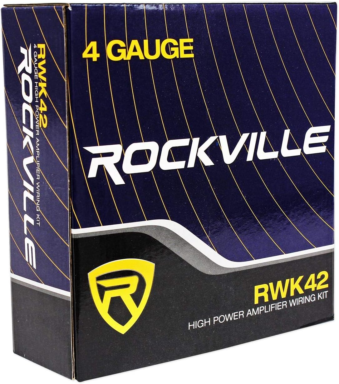 Rockville RWK42 4 Gauge 4 Channel Car Amplifier Wiring Kit, (2) 100% Copper Twisted Pair RCA Interconnects, 16-Gauge Speaker Wire, 80A Fuse, Flexible PVC Jacket, Complete Car Audio Installation