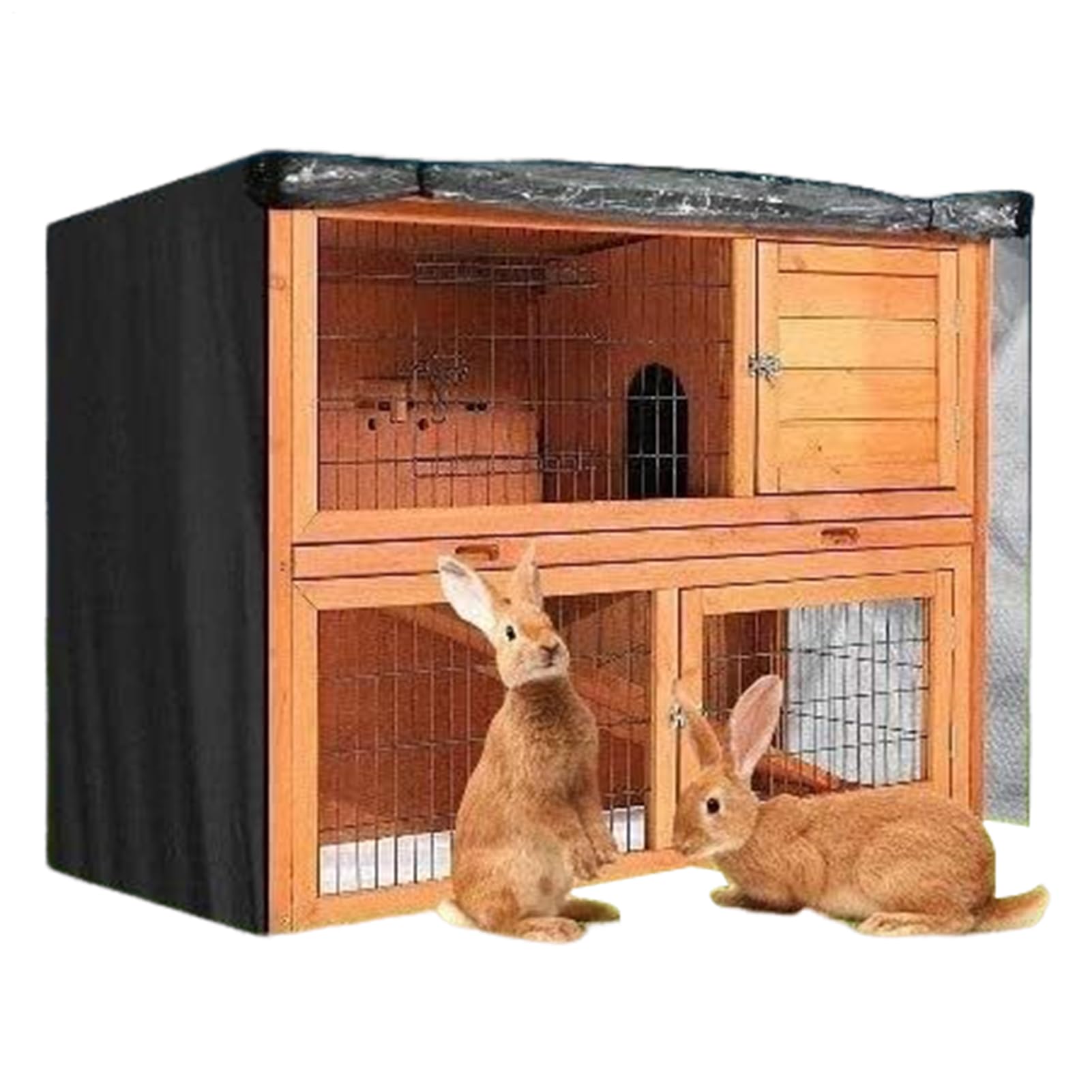 Stallabdeckung, 210D Oxford-Tuch, Thermo-Winterschutz für Haustiere, Hasenstallschutz für den Winter, Outdoor, mit Reißverschlussöffnung, für Garten, Terrasse, Hinterhof, Rasen im Freien