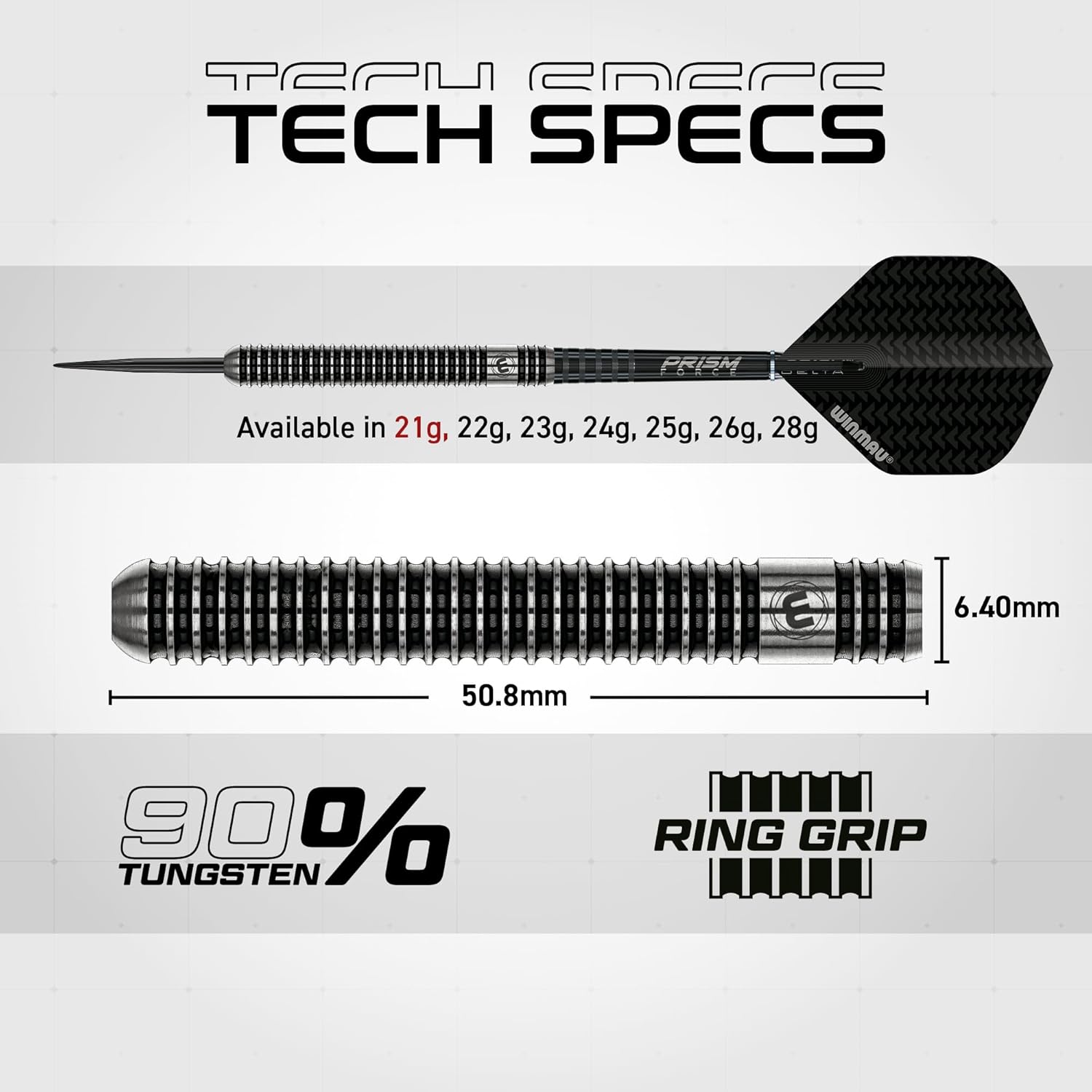 Winmau Blackout Tungsten Darts Set with Flights and Shafts (Stems)