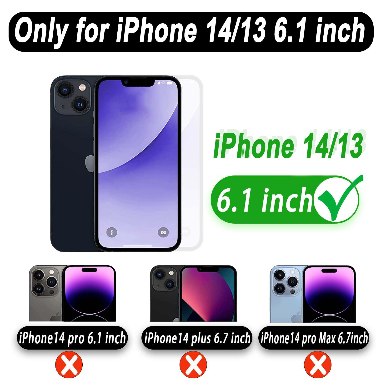 MONASAY Wallet Case Compatible for iPhone 14/13 5G,[Glass Screen Protector Included] [RFID Blocking] Flip Folio Leather Cell Phone Cover with Credit Card Holder?6.1-inch?Rosegold