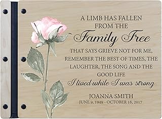 LifeSong Milestones Personalized Memorial Large Service Guest Book 13.37x10x0.75 A Limb Has Fallen (Rose) Loss of Loved One Solid Cherry Guest Sign in Registry Funeral Ceremony (Maple)