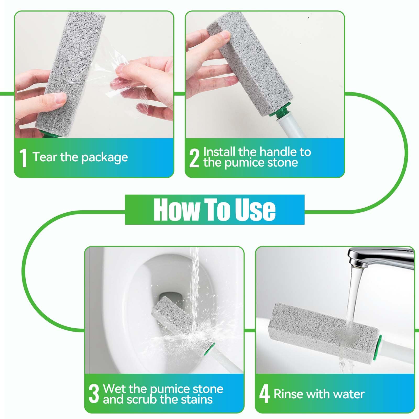 Pierre Ponce Brosse WC 8 Pièces Pumice Stone Toilet avec 2 Poignée, Brosse de Nettoyage en Pierre Naturel Ponce Détartrant Efficace pour Toilettes, Cuisines, éviers et Lavabos - 5