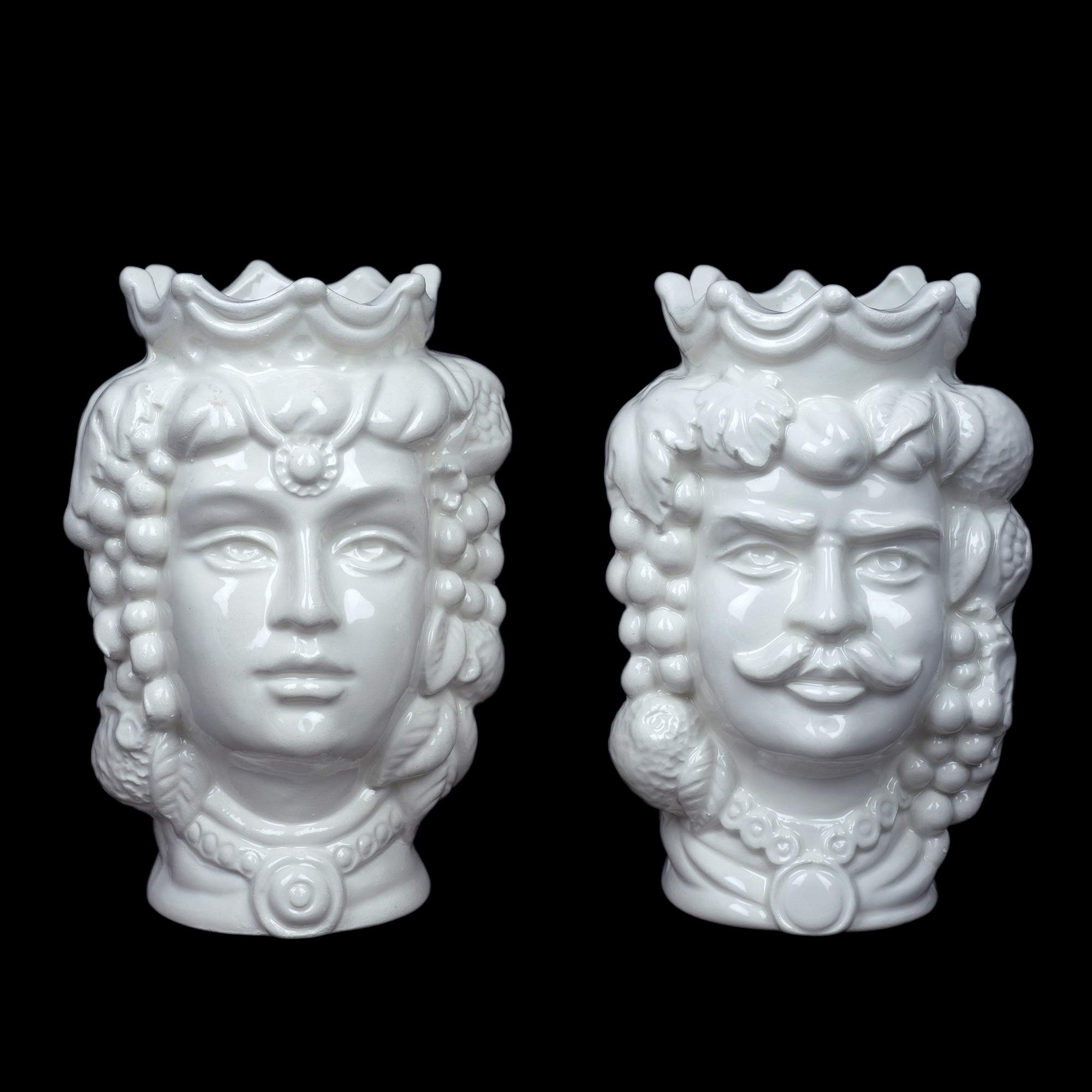 CEAR ceramiche - Sizilianische Brombeerköpfe weiß mit Früchten H cm 14 aus Keramik von Caltagirone