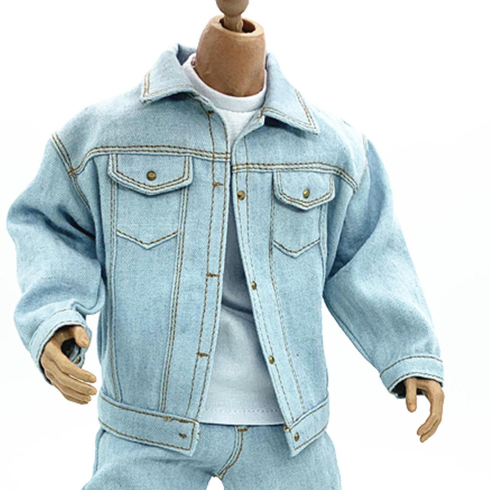 Sharplace Männliche Puppenkleidung im Maßstab 1:6, Kostüm-Outfits für 12-Zoll-Puppenfiguren, Zubehör, Jeansjacke