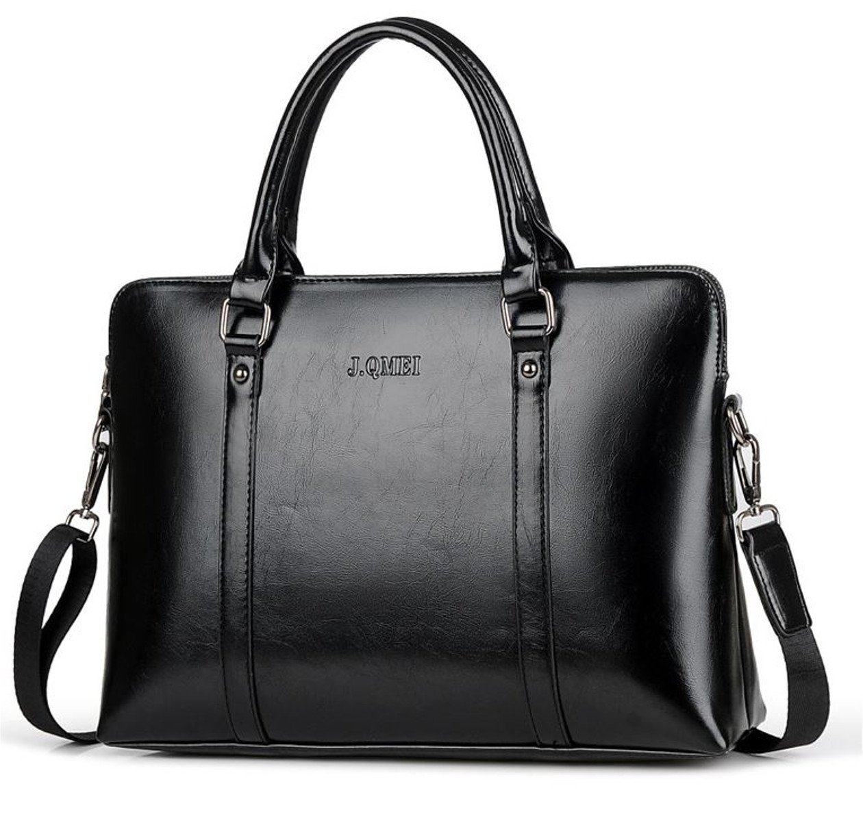 SIZUKU Briefcase For Women Leather Handbag Shoulder [Black/Brown/Red] 14-inch Laptop (Black)