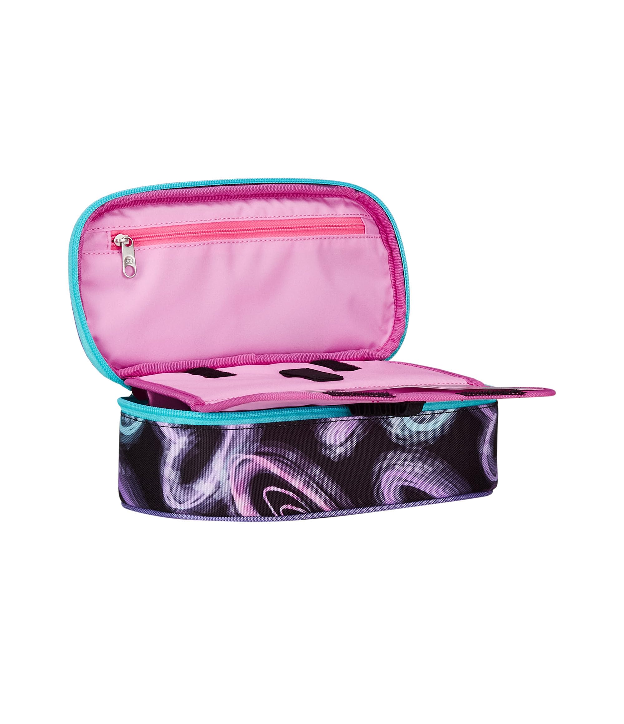 Seven Portapenne Scuola Round Plus, Nero. Rosa, Brilliant Heart, Bustina Ovale Con Tasca Interna ed Elastici Porta Penne, Accessori Zaino, Elementari, Medie, Superiori, Bambina Ragazza