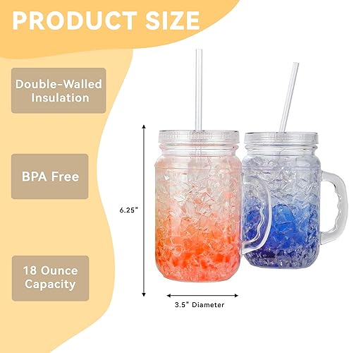 Miniatura 4 de Lily's Home Vasos para beber Old Fashion en barbacoas y fiestas, transparentes con detalles de colores surtidos (con tapas y popotes)