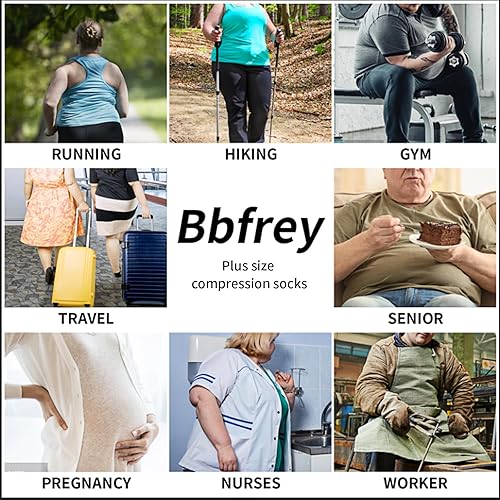 Miniatura 7 de Calcetines de compresión de talla grande para mujeres y hombres, medias de compresión hasta la rodilla de 20-30mmHg, calcetines de soporte, XL-4XL