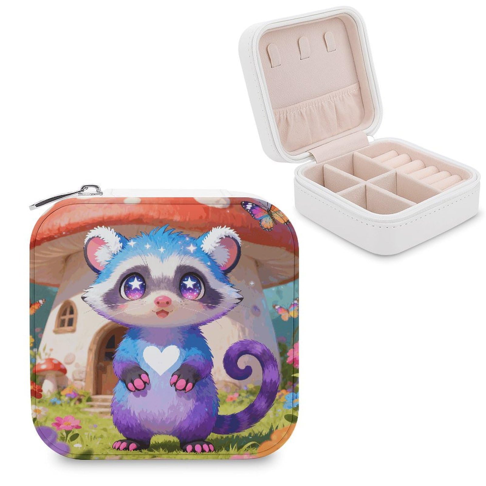 FekiLoot Opossums Jewelry Box Exquisite Jewelry Organizer Silver Gold Trinket Storage Case Multi Compartments Cute Earrings Ring Necklace Holder For Woman Household Gift