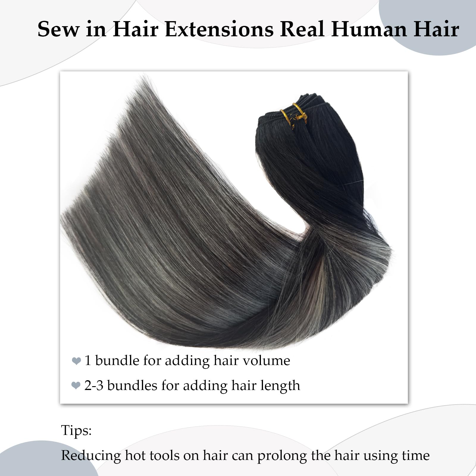 Amazon.com : Ombre Black Balayage Silver Grey Highlights Sew 