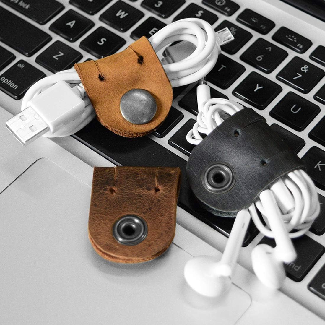Hide & Drink, Leather Cord Organizer (3 Pack) / Earbud/Cable/Earphone Holder/Case/Phone Accessories/Travel Essentials, Handmade :: Multicolor