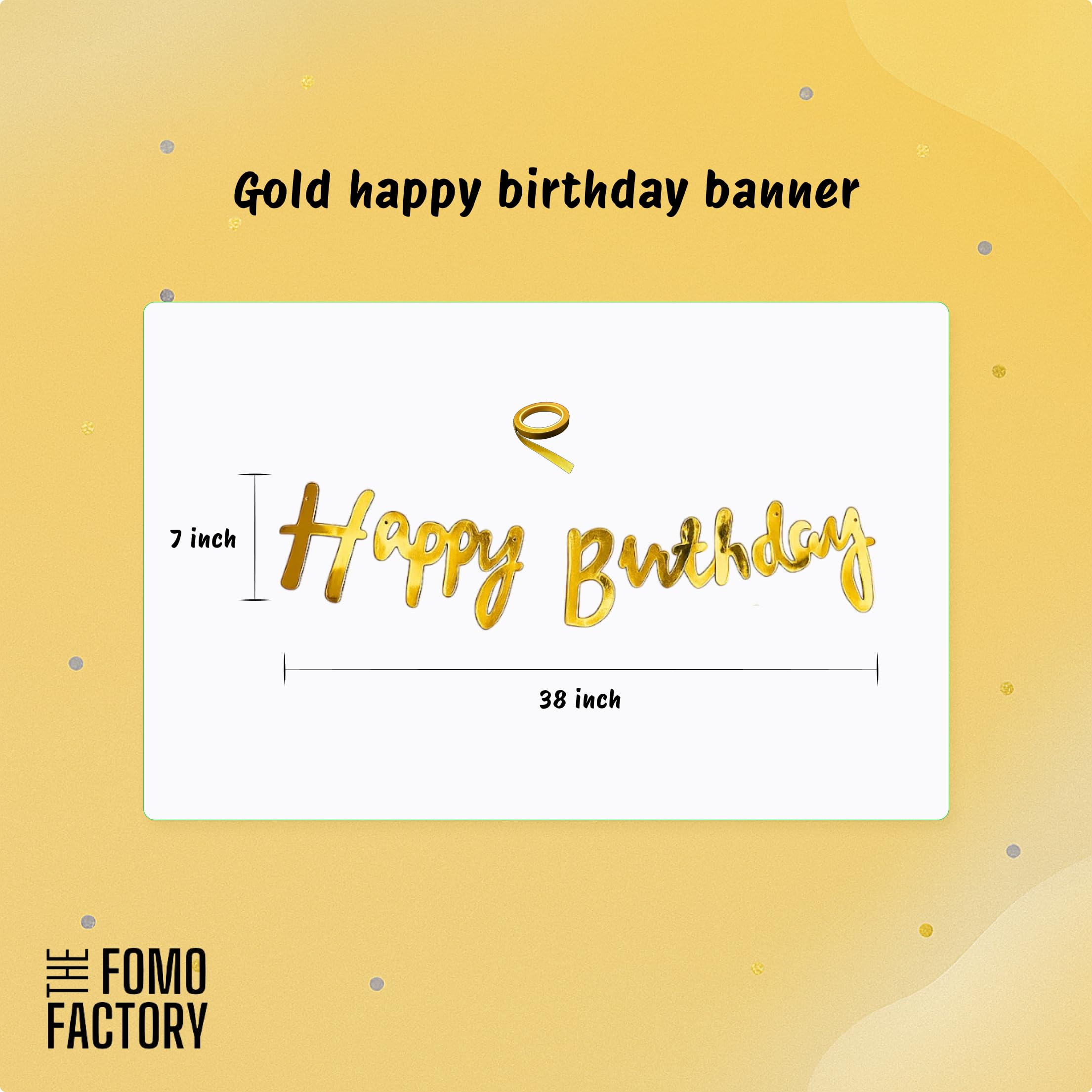 The FOMO Factory Golden Birthday Decoration Kit | Golden Balloons for Decoration, Banner, Aritficial Leaves, Confetti – Easy Unique Husband Wife Birthday Decoration Ideas – Surprise Party (GVine) 4