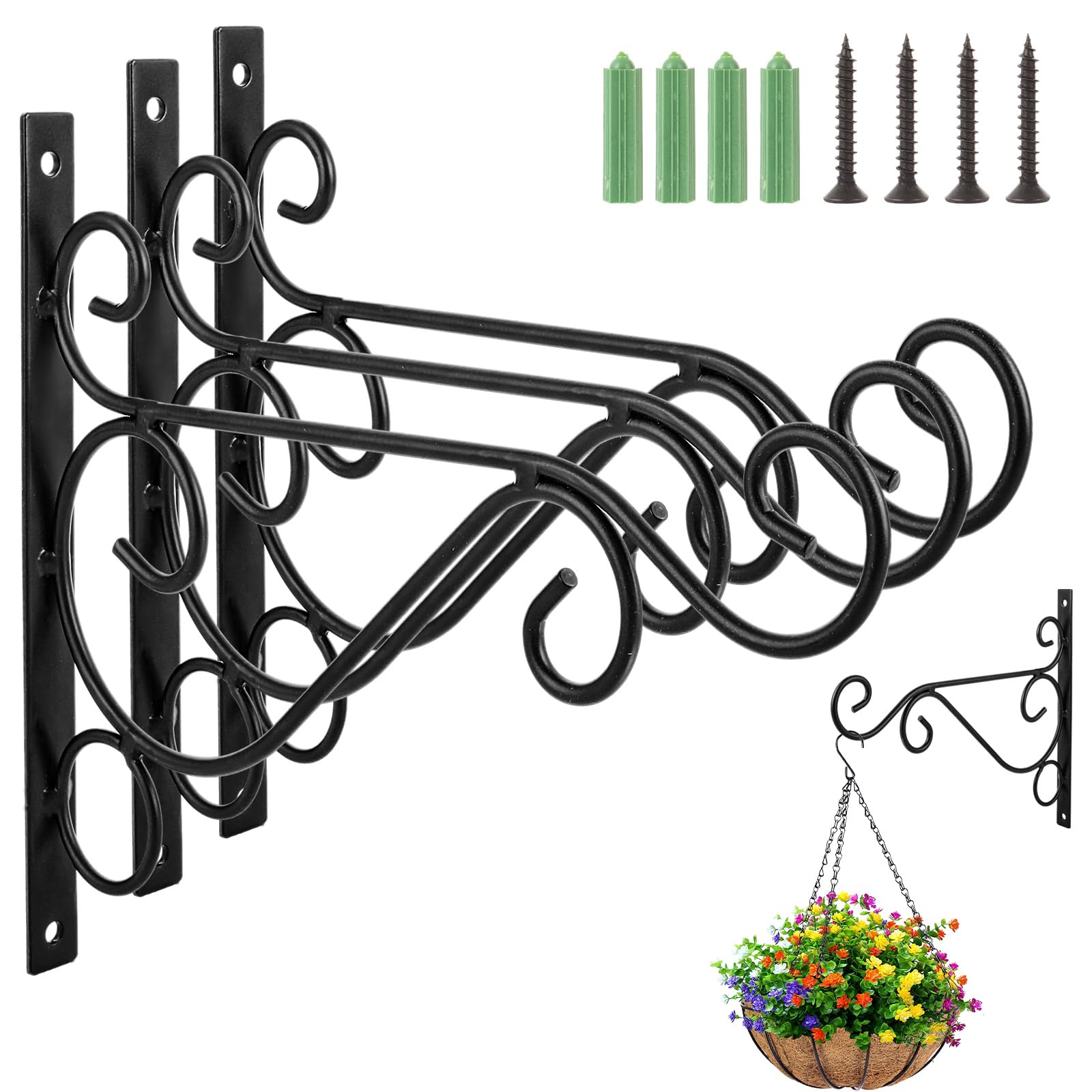 ASelected Lot de 4 crochets muraux en fer pour suspension de plantes