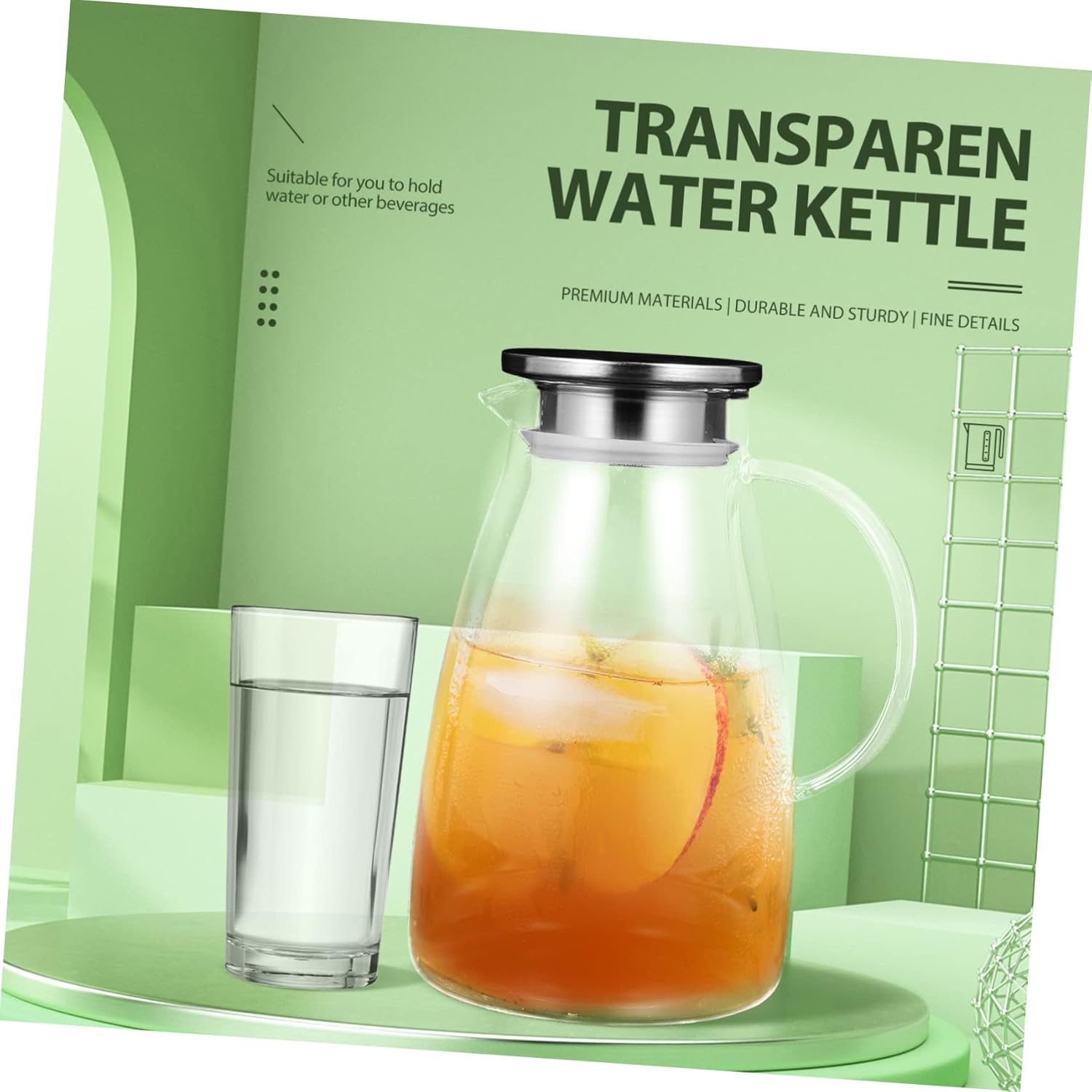 Household Electric Kettle for Tea and Beverage Serving Borosilicate Water Boiler Filter for Cold Brew Parties and Daily Use