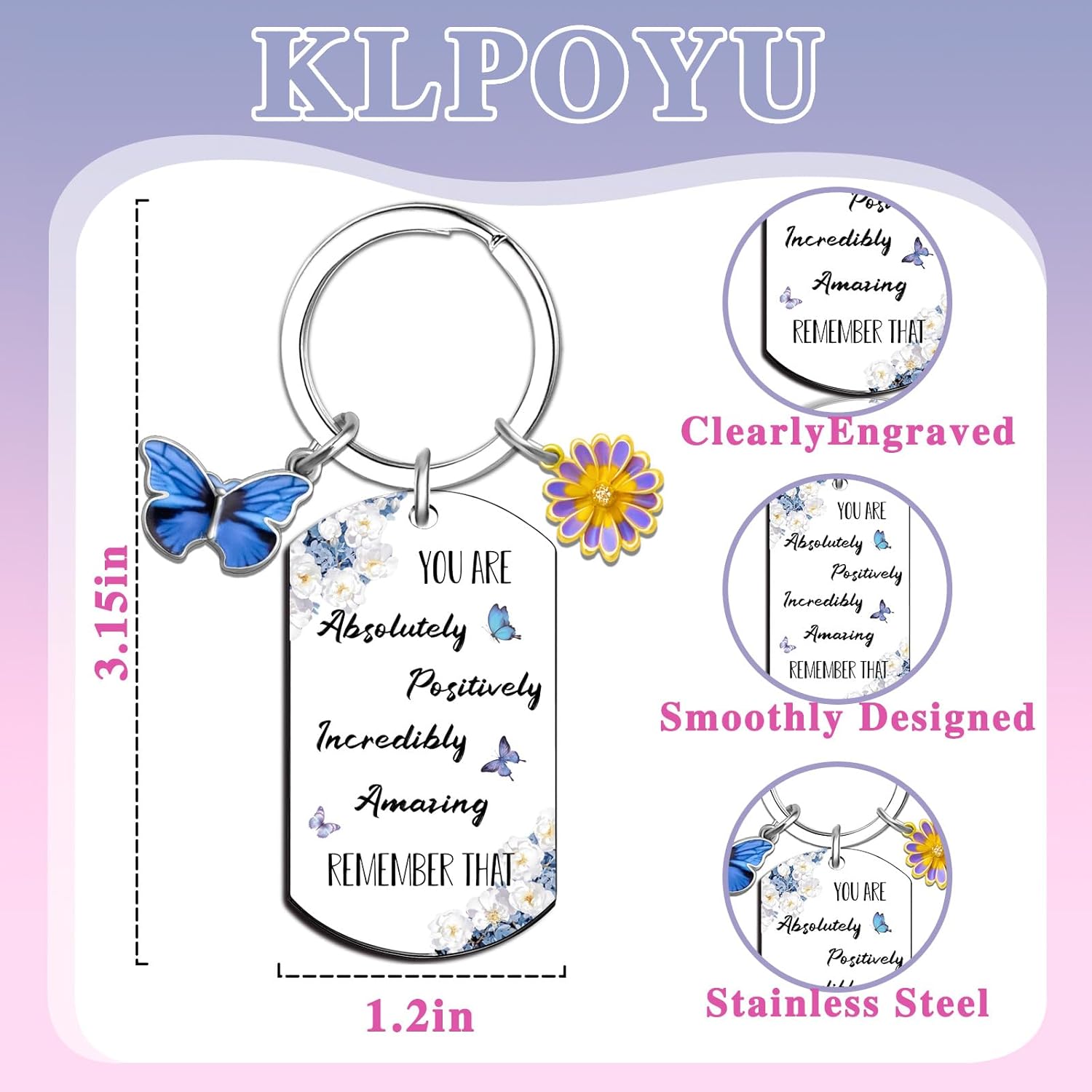 Inspirational Keychains for Women Butterfly Gifts for Women Easter Gift for Teen Girls Teenage Girls Gifts Ideas Blue Butterfly Keychain - Image 6