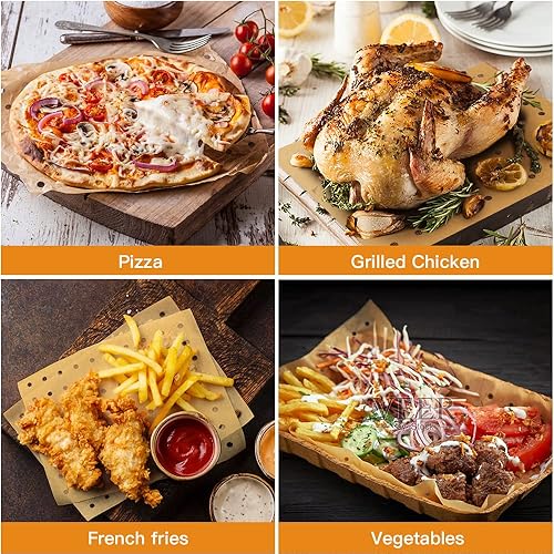 Miniatura 6 de Revestimientos de papel pergamino desechables para freidora de aire: 150 piezas de forros para freidora de aire de 9 x 11 pulgadas, hojas de papel