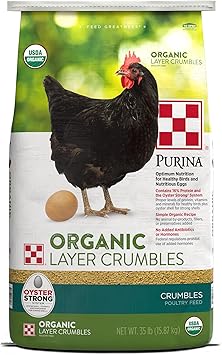 Purina | Nutritionally Complete Non-GMO Organic Layer Hen Feed Crumbles - Chicken Feed | 35 Pound (35 lb.) Bag
