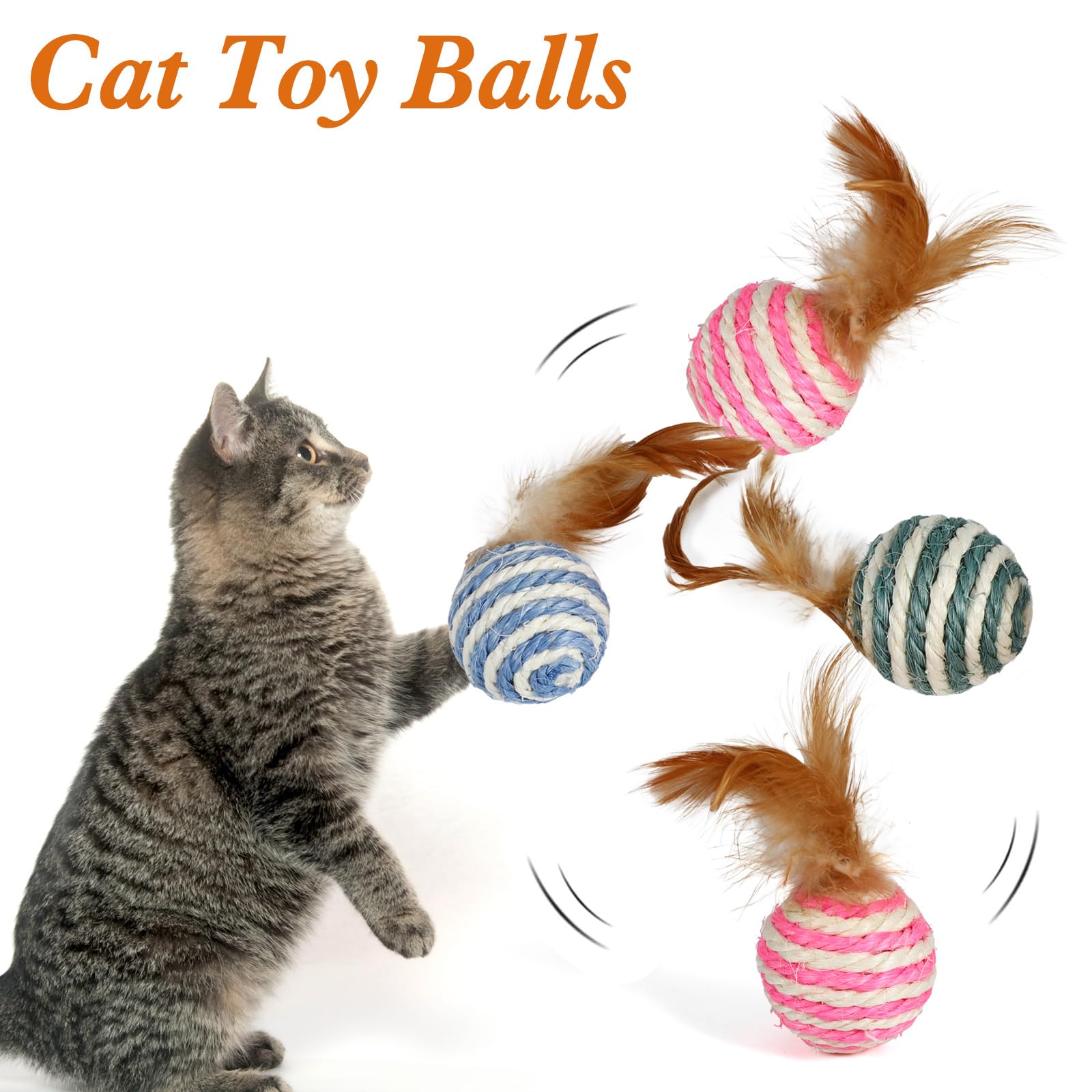 Jouet Pour Chat Avec Plumes - Lot De 12 Balles Rebondissantes - 3 Cm - Stimule L'instinct De Chasse
