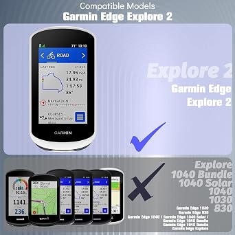 Silicone Case Compatible with Garmin Edge Explore 2 | Case + 2 Tempered Glass Screen Protector, Soft Shockproof All-Inclusive Protection – Black