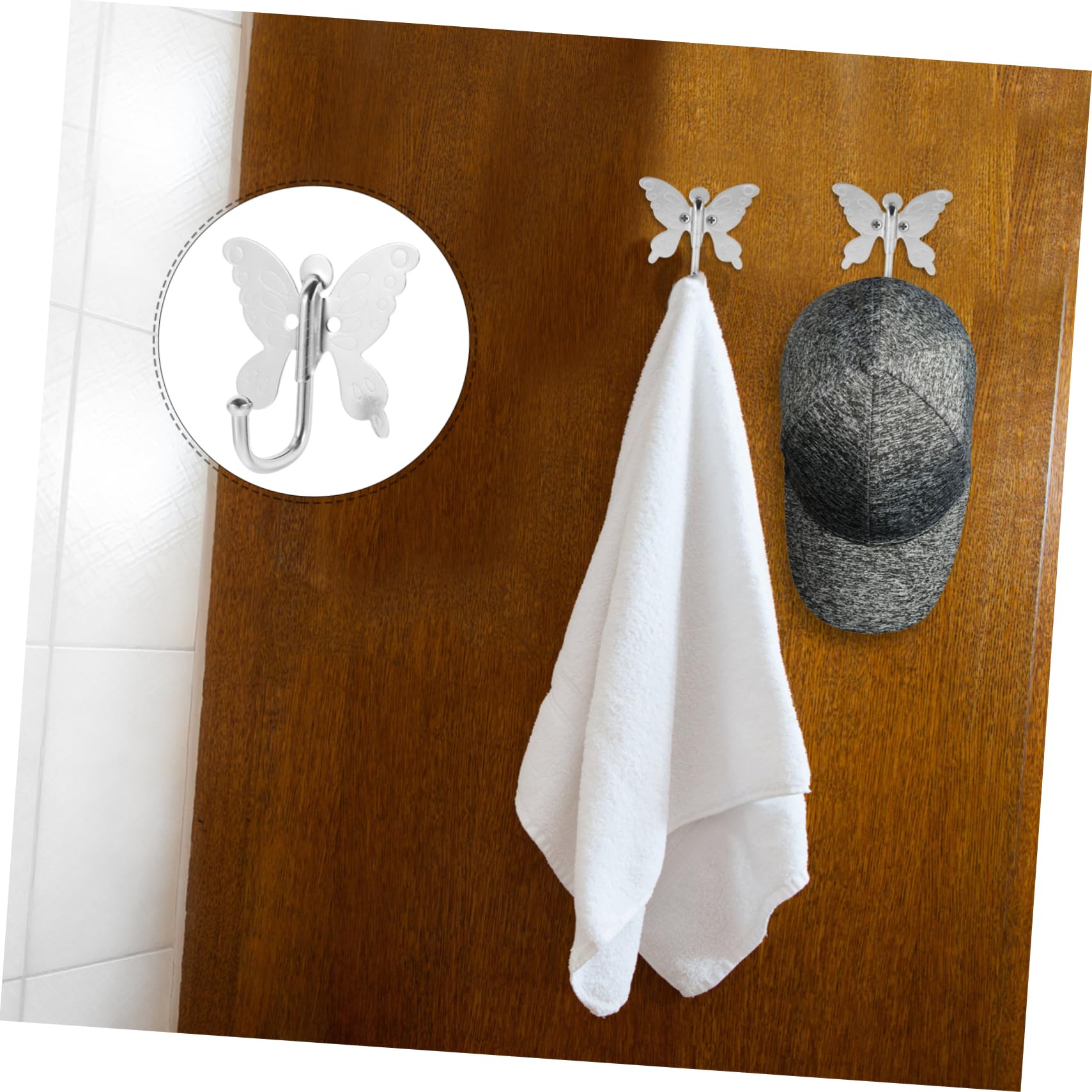 PartyKindom 4 Set Gancio a farfalla in acciaio inox 10pz gancio per fioriera da appendere appendiabiti da parete appendiabito da muro decorazione casa ganci in metallo per appendere Silver