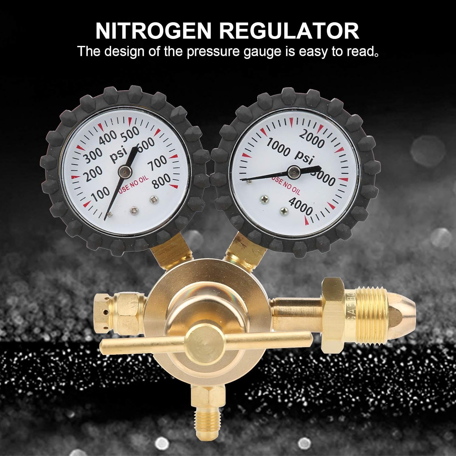Walfront Nitrogen Regulator Gas Air Pressure Regulator 0800 PSI Delivery Pressure Delivery Inlet Connection (CGA580), Manual Valve