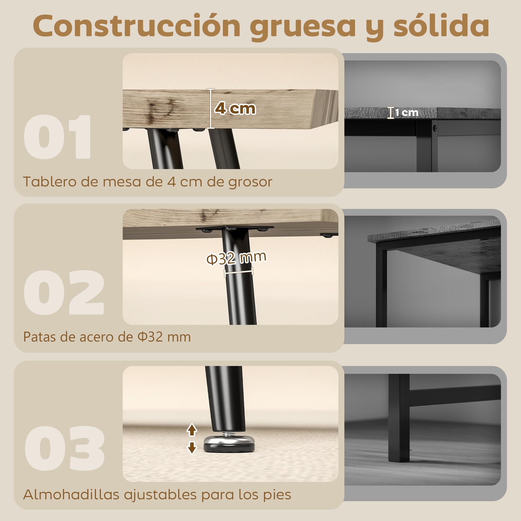 HOMCOM Mesa de Centro Curva con Tablero Grueso de 4 cm 100x50x45 cm Roble | Mesa Baja para Salón Moderno, Patas de Acero, para Sala de Estar, Dormitorio