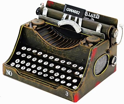 Black Vintage Typewriter Model, Handcrafted Retro Typewriter Model, Finish Antique Fake Typewriter Decoration, Metal Typewriter Decor for Home, Office, Bar Decor Decoration