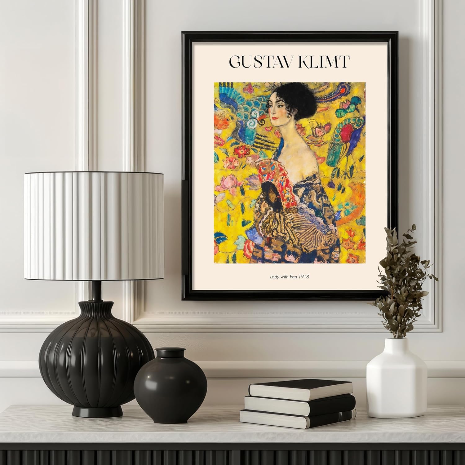 GUSTAV　KLIMT、クリムト、扇を持つ婦人、希少な画集より、新品高級額 Amazon.co.jp: グスタフ・クリムト ポスター《扇子を持つ貴婦人