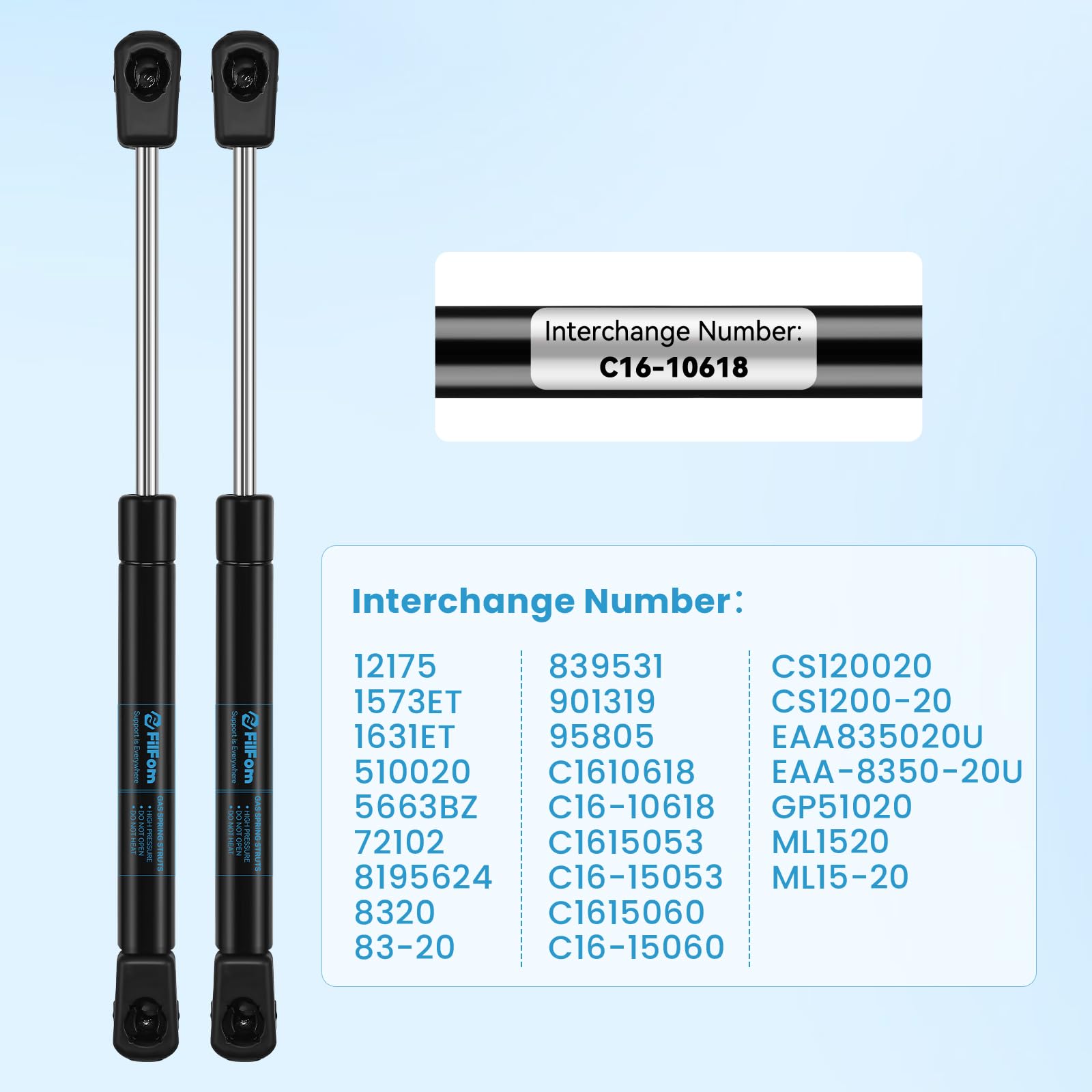 Snapklik.com : FILFom 12 Inch 20Lbs/89N Gas Struts Shocks C1610618 Lift ...