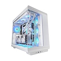Mars Gaming MC-REV, Case Gaming ATX, Doppio Vetro Temperato, 3x Ventole ARGB Invertite 12cm, Montaggio Verticale GPU, Tower PC con Supporto Raffreddamento a Liquido fino a 360mm, Bianco