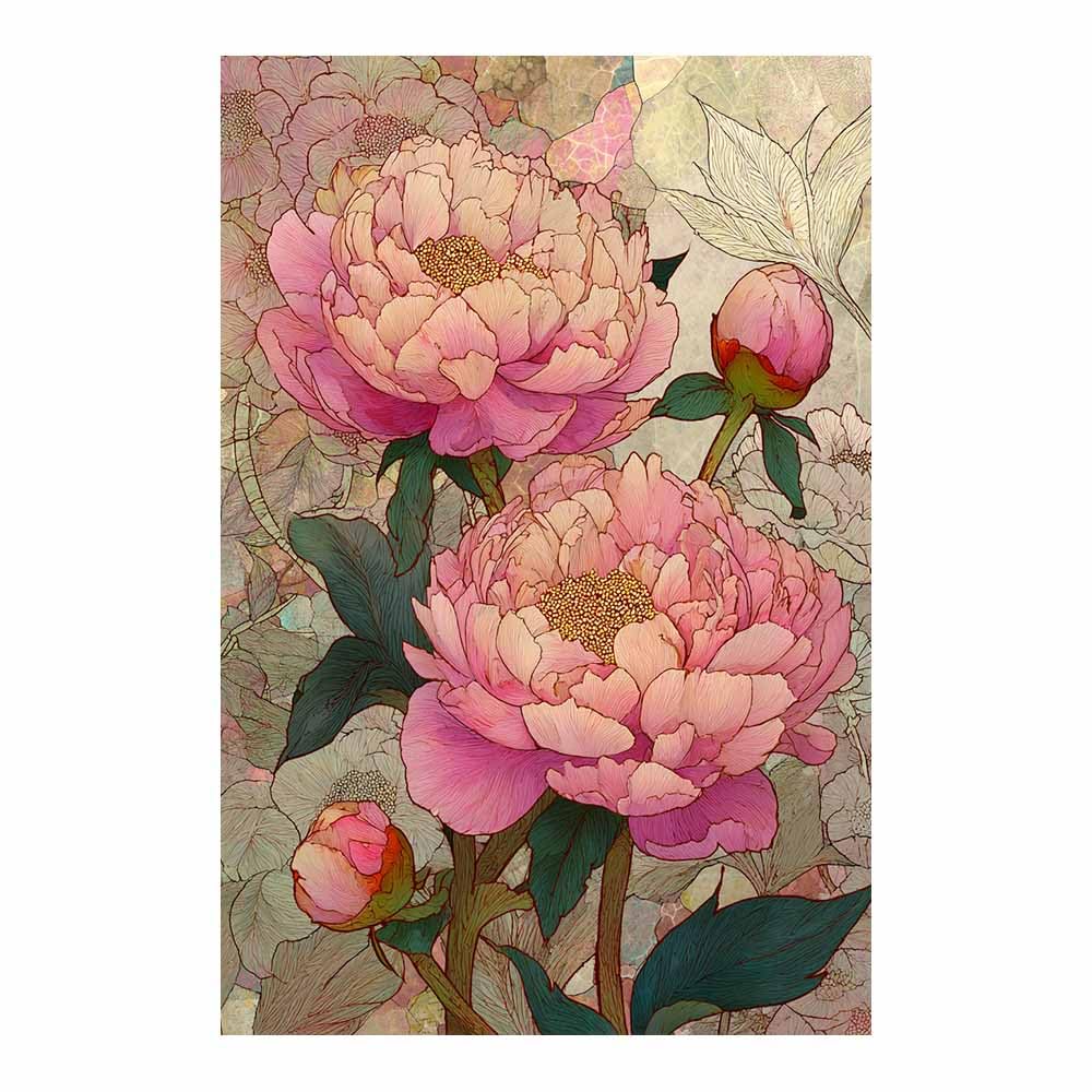 Xeniou Multicolor Flower Wall Art Canvas Vintage Peony Wall Decor Canvas Wall Art, For Bedroom Bathroom Living Room Home Wall Decor(Multicolor)-80X120cm Unframed