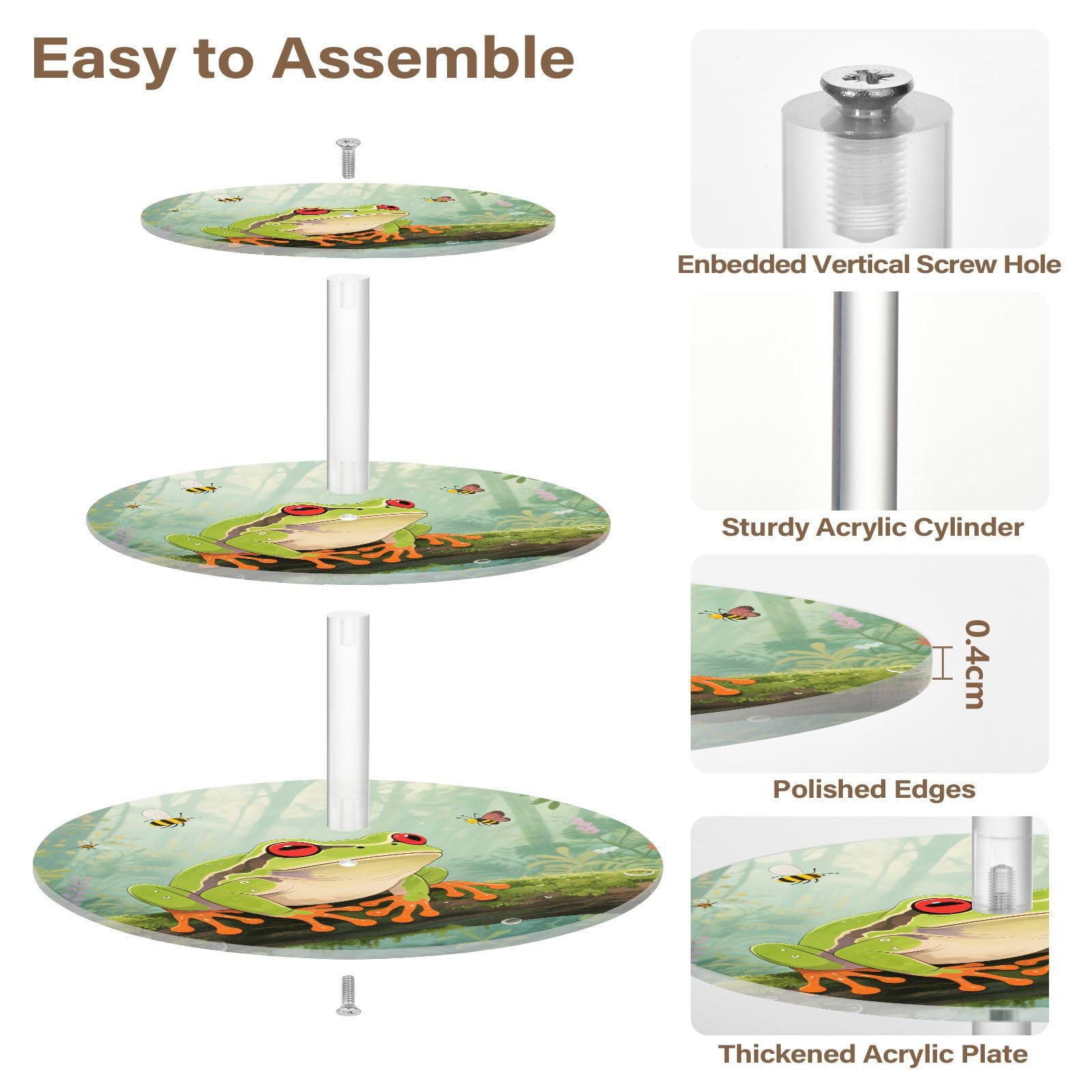 Frog on Branch Pattern Clear Tray Spill-Proof Three-Layer Display Trays Store Sundries In The Entrance Hall
