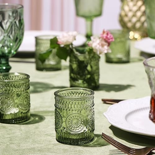 Miniatura 5 de DEVI 24 piezas de portavelas votivas verdes para boda, portavelas de vidrio para velas de té, decoración de mesa verde para Baby Shower y San