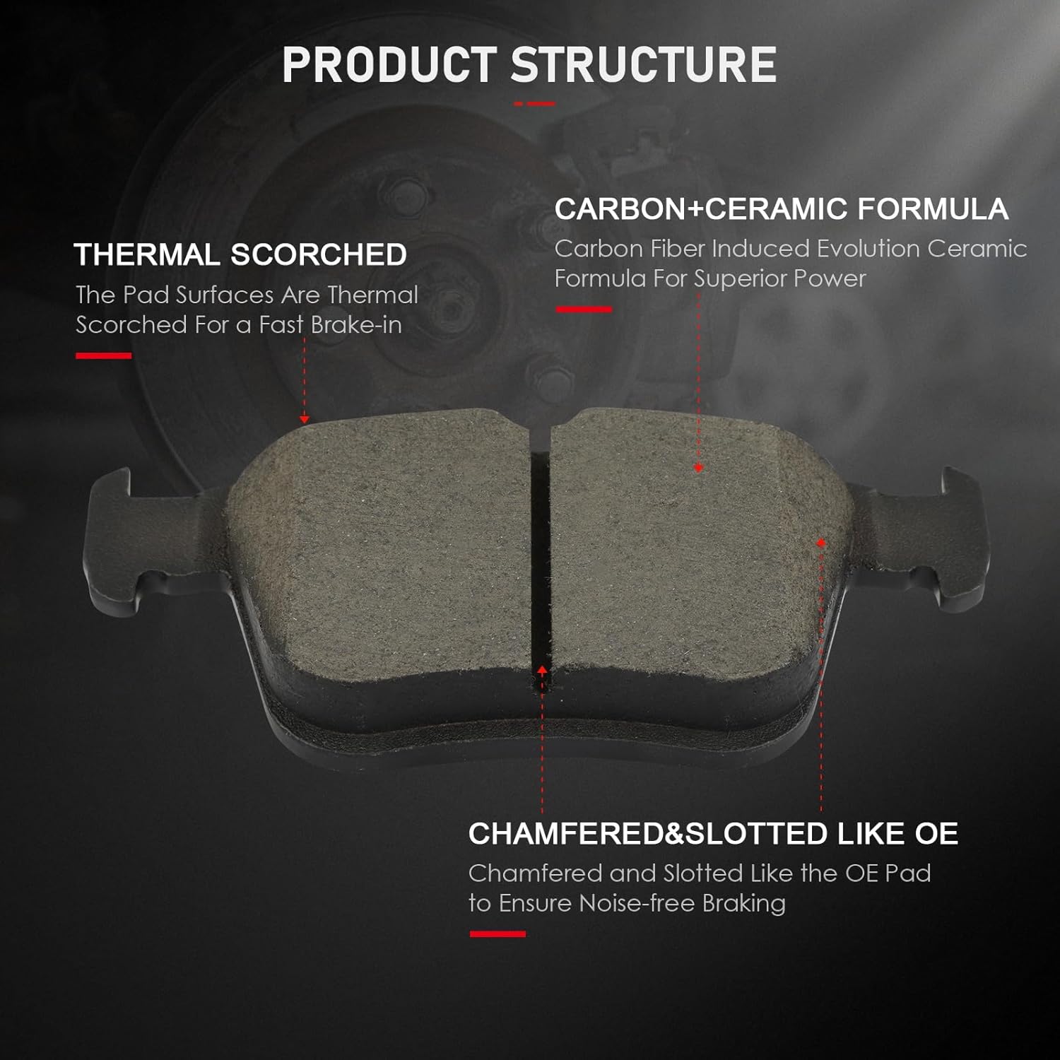 cciyu D1761 Rear Ceramic Disc Brake Pads Kit For Audi A3 15-20/A3 Quattro 15-18/S3 15-18/TT Quattro 16-18,For Volkswagen Arteon 19/For Atlas 18/For Golf R 15-17/For Jetta 19-21/For Tiguan 18