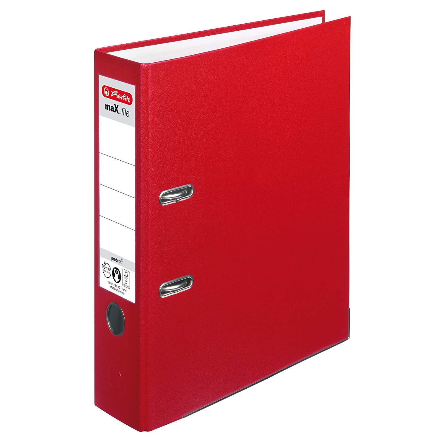 Herlitz Ordner maX.file protect A4 8cm PP-Kunststoffbezug/Papier hellgr.besch. [ Grundfarben ] 5 Farben | schwarz, rot, gelb, grün und blau (8cm Protect, Grundfarben, 10er Pack)