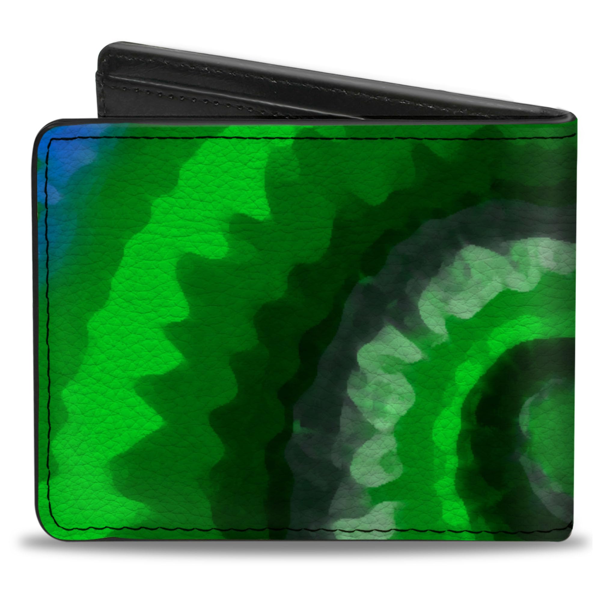Buckle-Down Men's PU Bifold Wallet-Tie Dye Swirl Green/Blue/Purple, Multicolor, 4.0